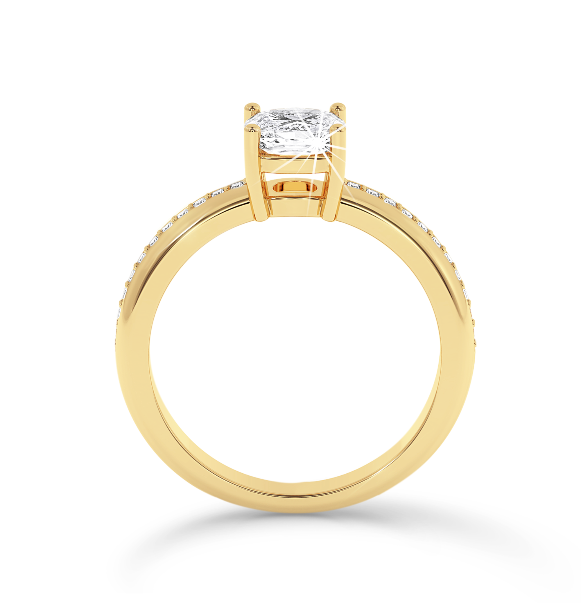 Cushion Cut channel set ring - Yellow Gold - Bodega