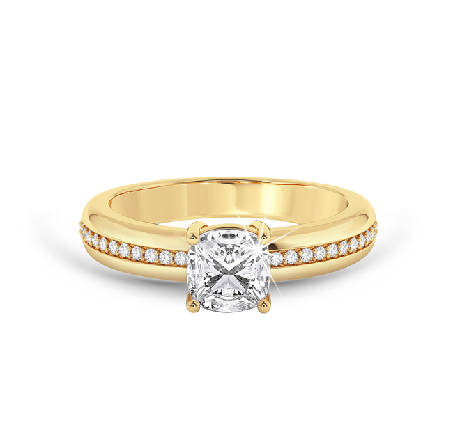 Cushion Cut channel set ring - Yellow Gold - Bodega