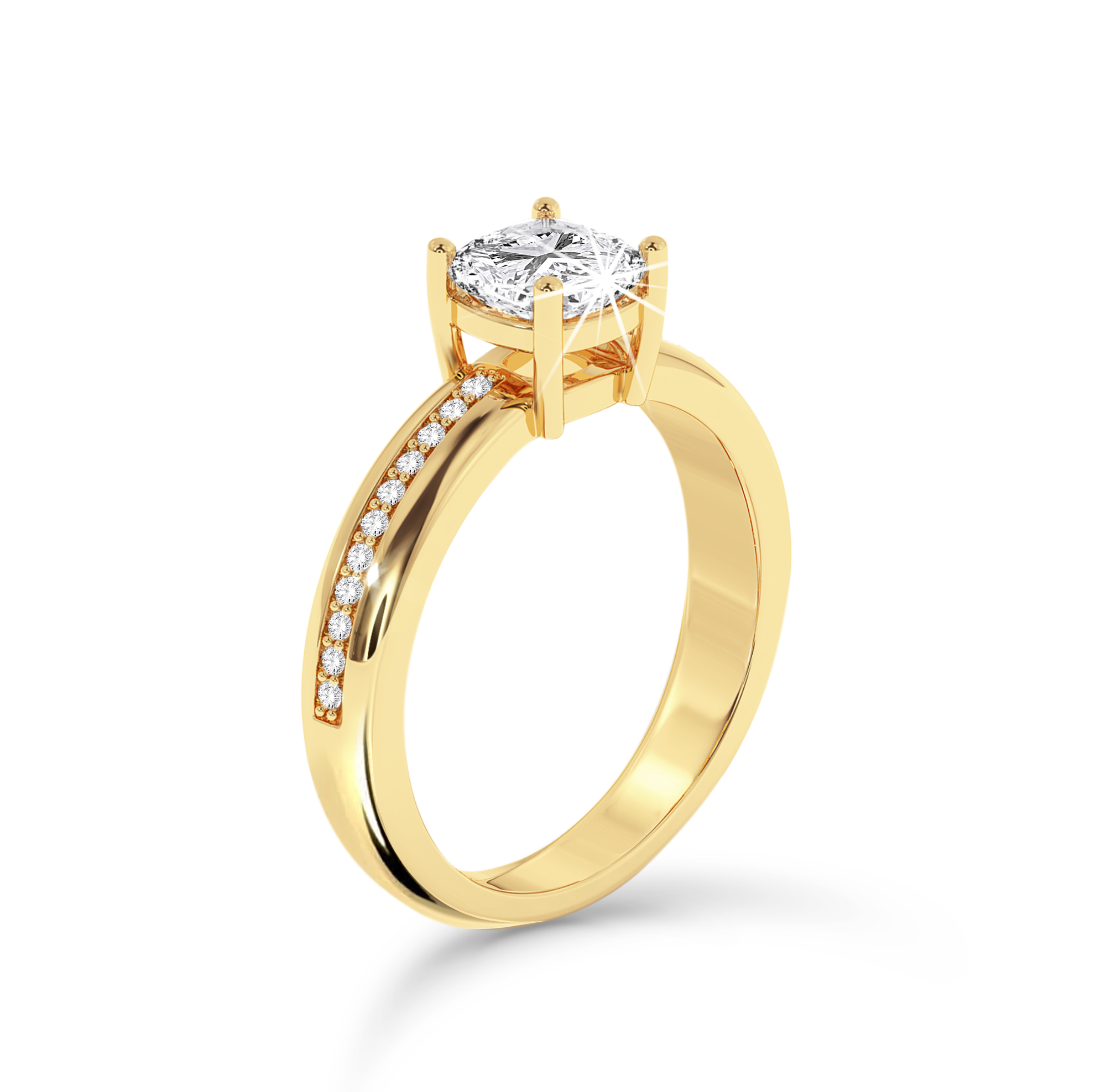 Cushion Cut channel set ring - Yellow Gold - Bodega