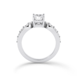 Cushion Cut ring with graduated shoulder stones- Platinum - Bodega