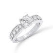 Cushion Cut ring with graduated shoulder stones- Platinum - Bodega