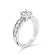 Cushion Cut ring with graduated shoulder stones- Platinum - Bodega