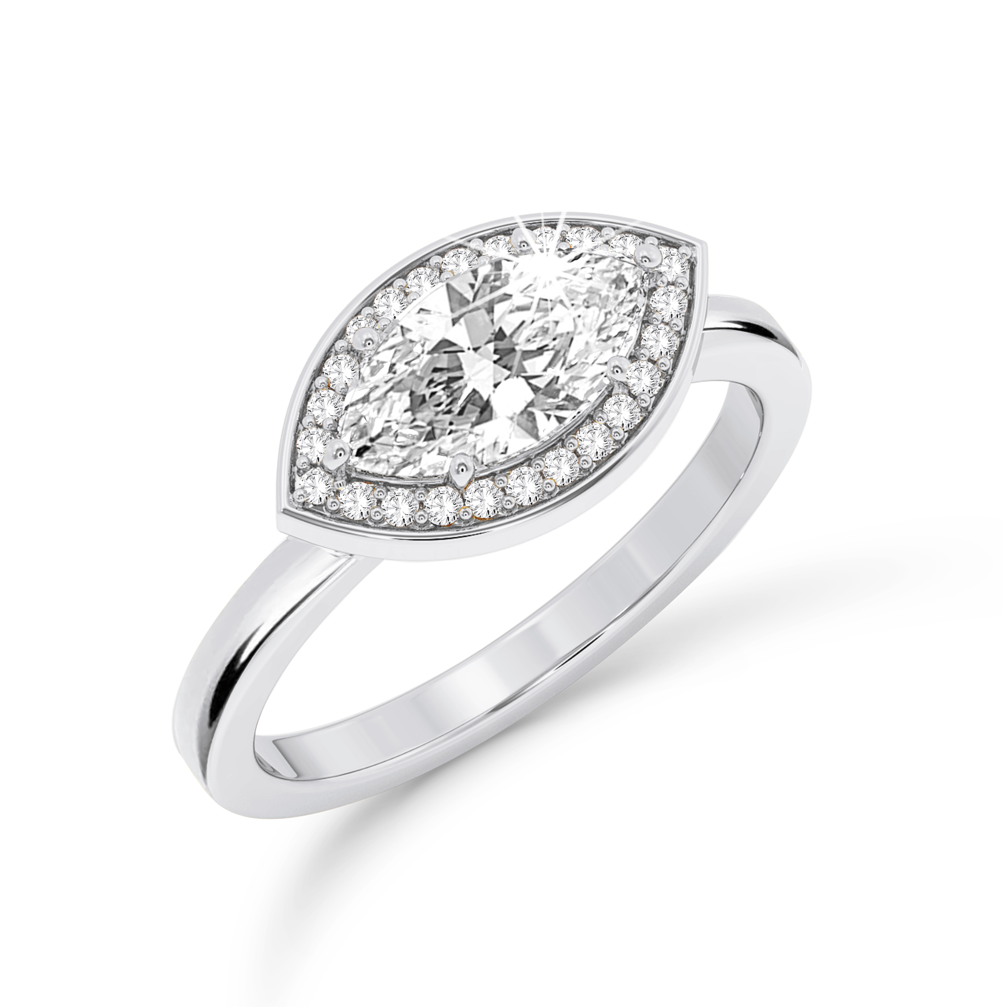 Marquise Cut Halo Ring - Platinum - Bodega