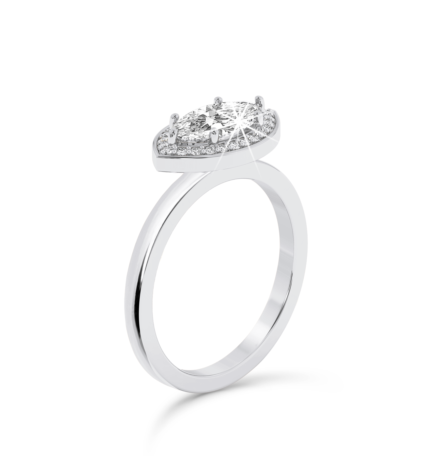 Marquise Cut Halo Ring - Platinum - Bodega
