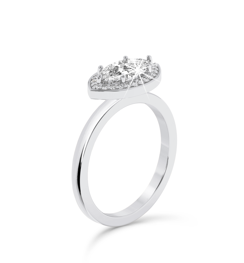 Marquise Cut Halo Ring - Platinum - Bodega