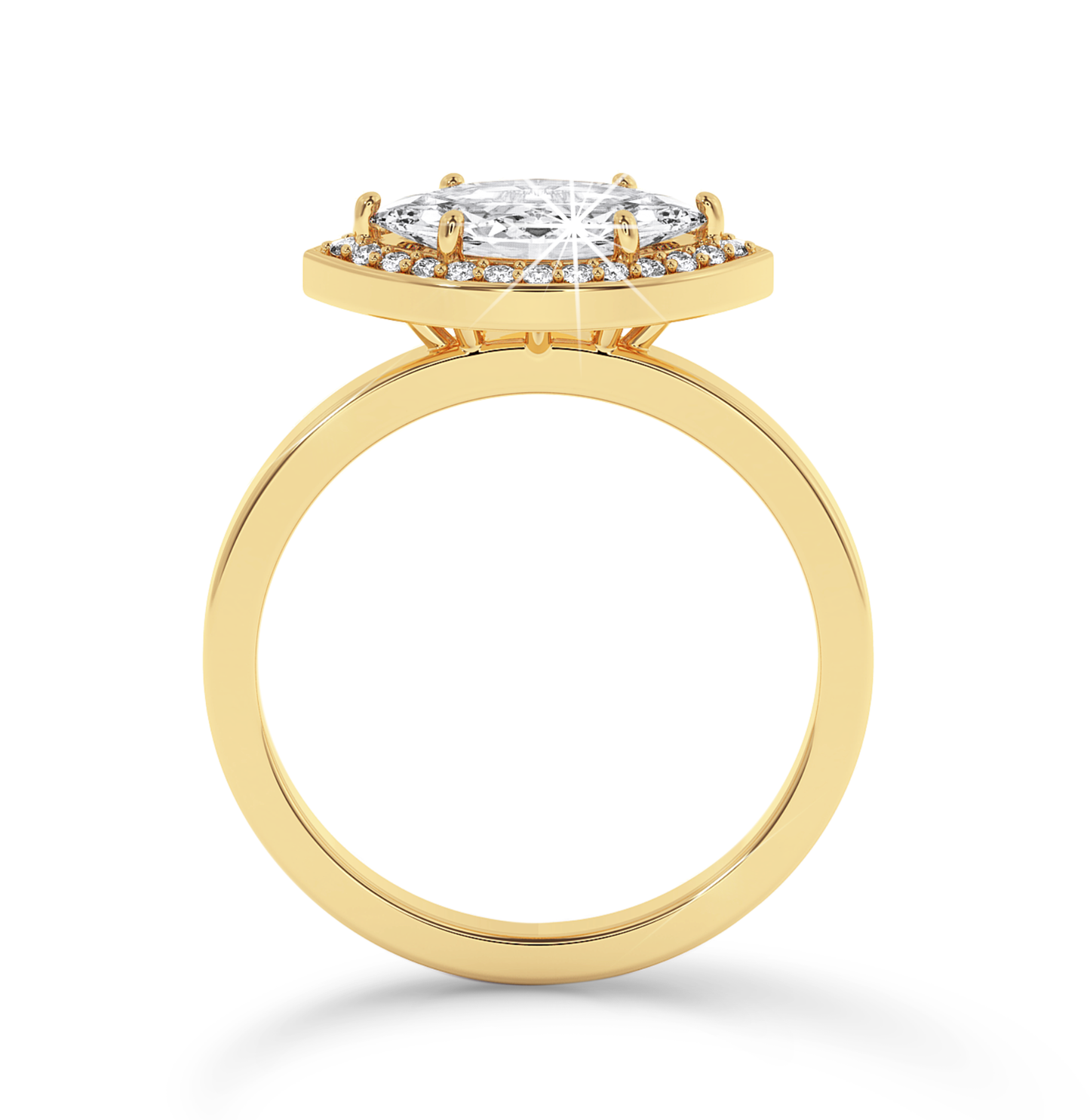 Marquise Cut Halo Ring - Yellow Gold - Bodega