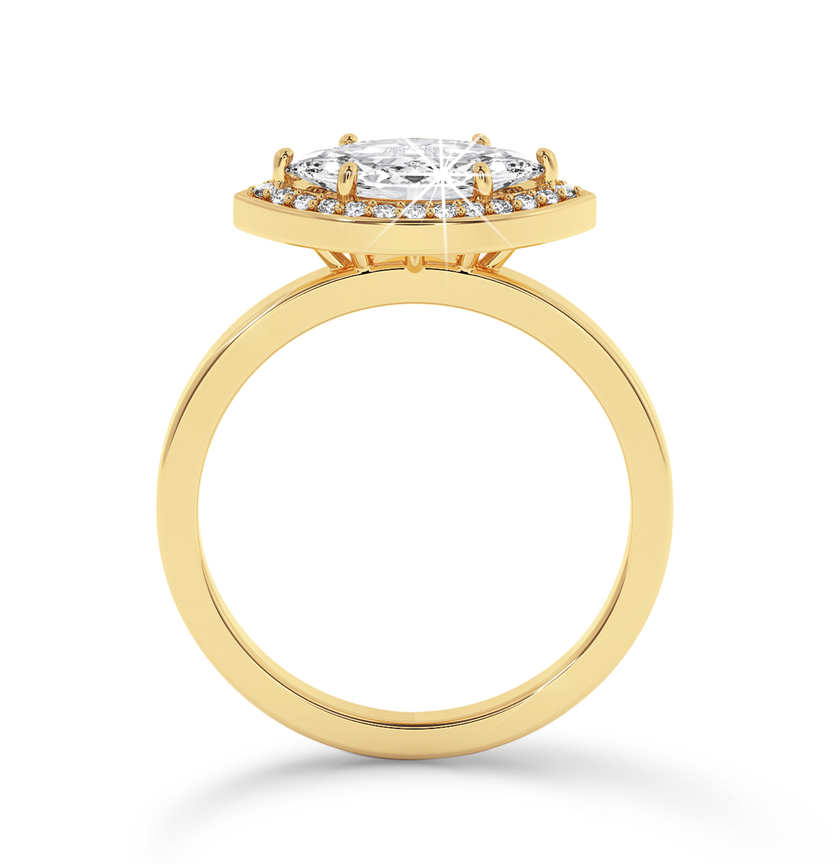 Marquise Cut Halo Ring - Yellow Gold - Bodega