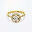 Halo Round Brilliant Ring with pave - Yellow Gold - Bodega