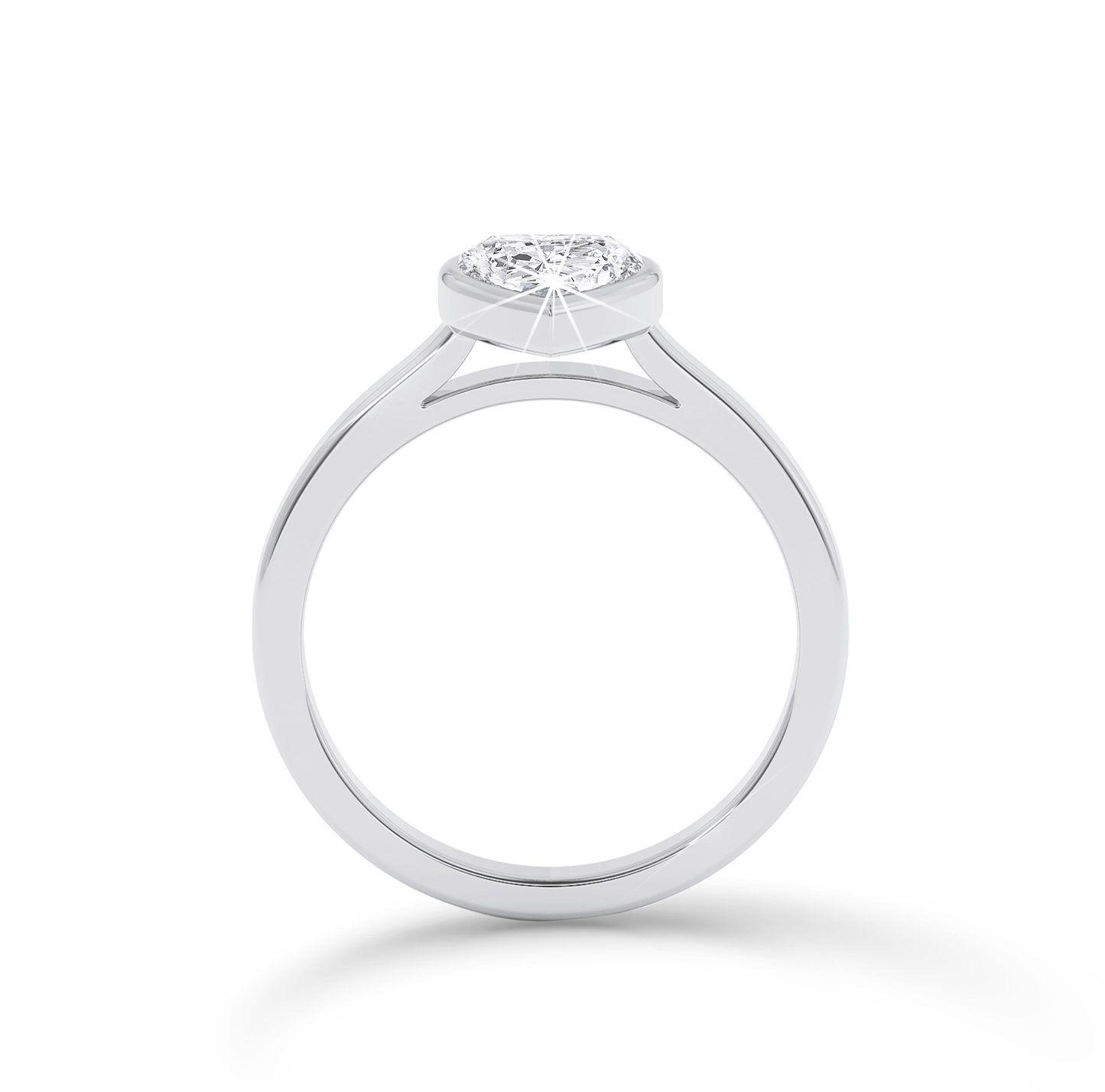 Bezel Set heart Cut Diamond Ring - Platinum - Bodega