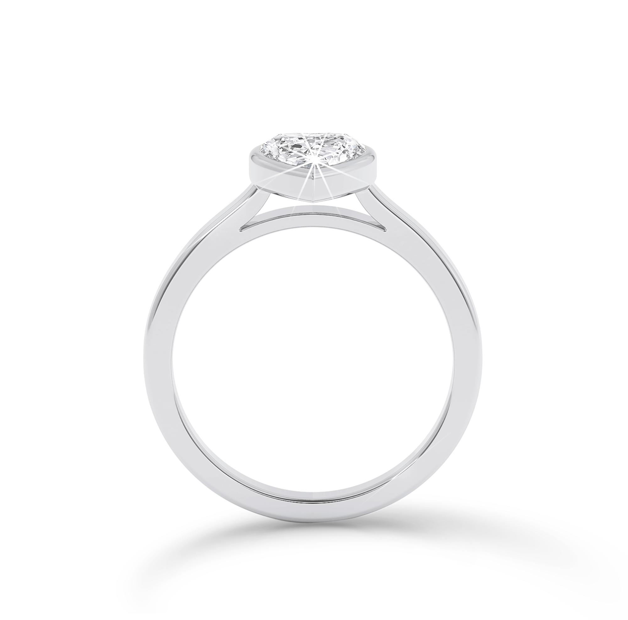Bezel Set heart Cut Diamond Ring - Platinum - Bodega