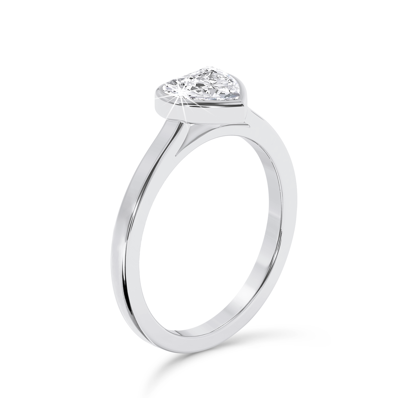 Bezel Set heart Cut Diamond Ring - Platinum - Bodega