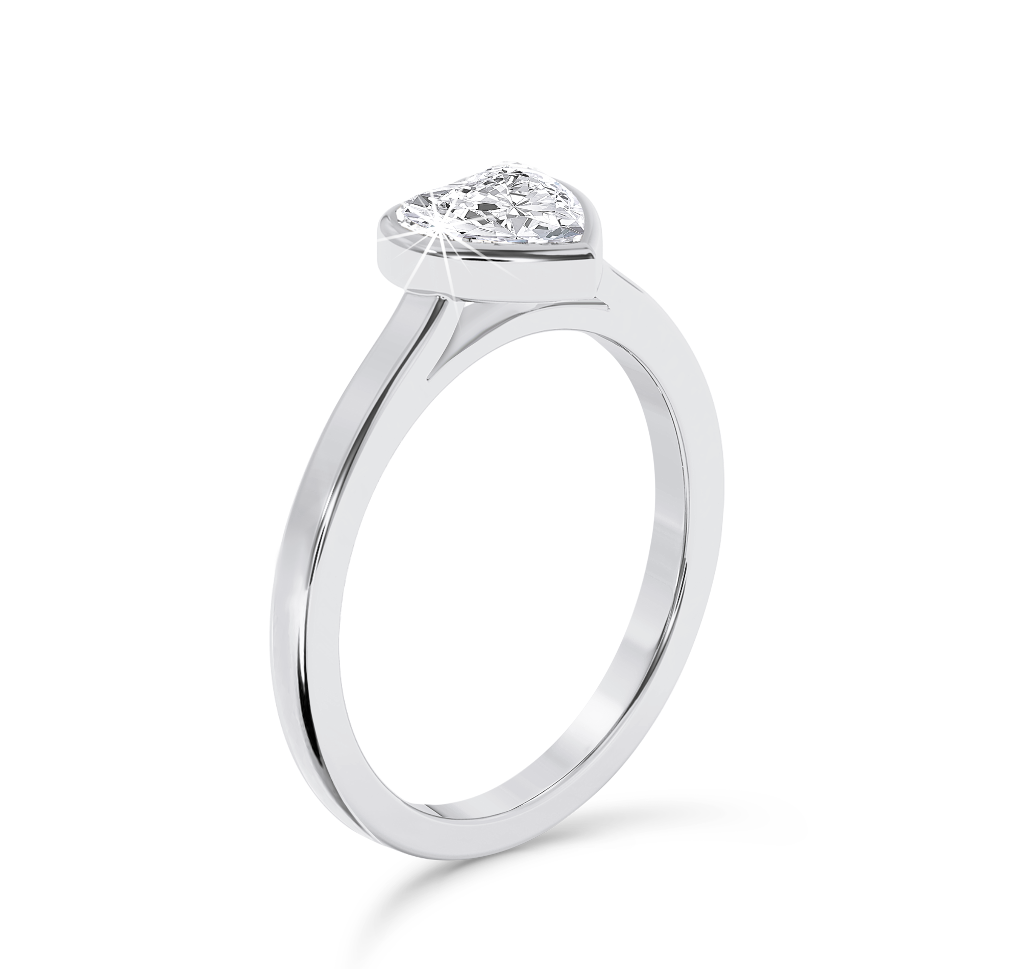 Bezel Set heart Cut Diamond Ring - Platinum - Bodega