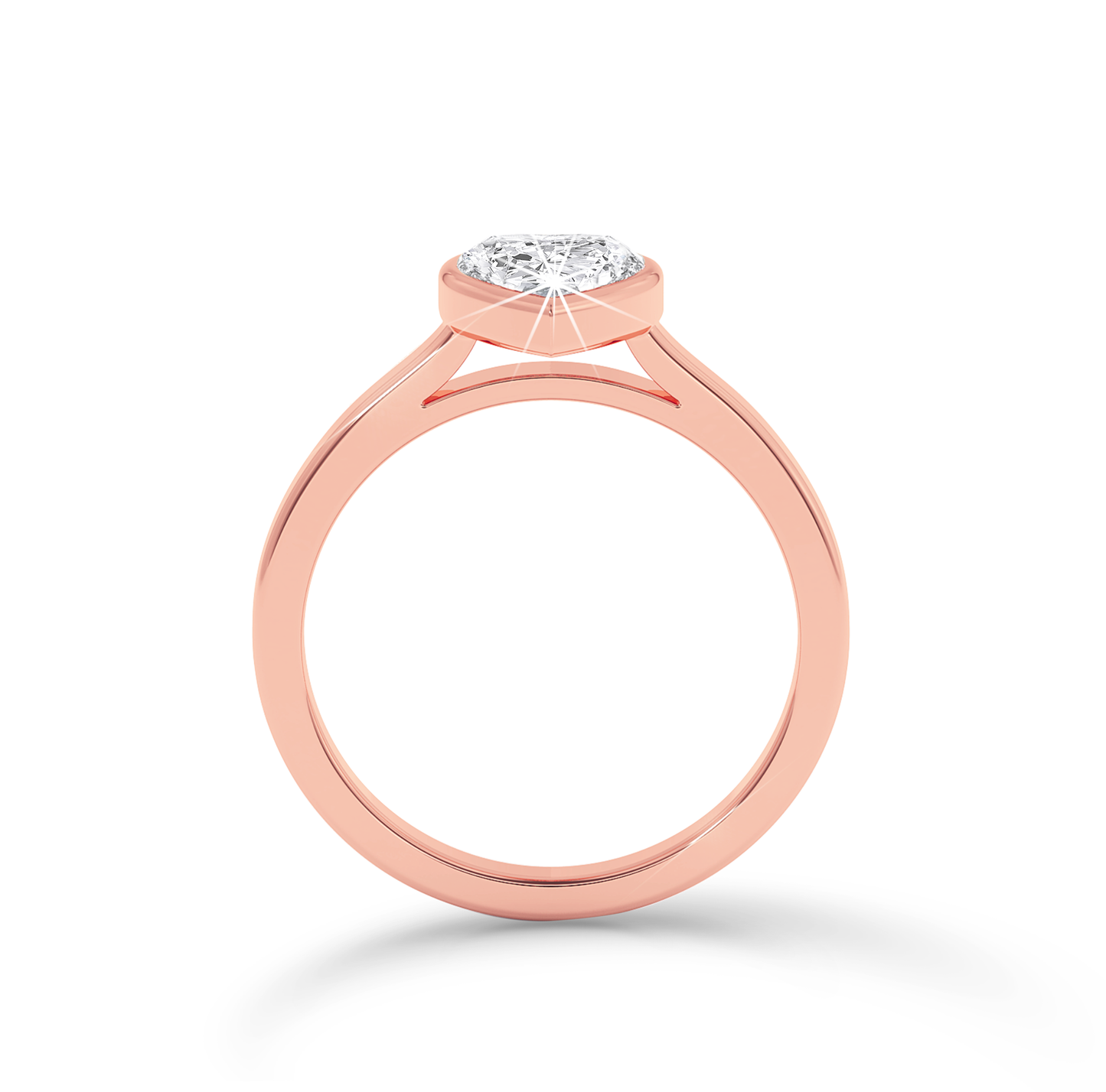 Bezel Set heart Cut Diamond Ring - Rose Gold - Bodega
