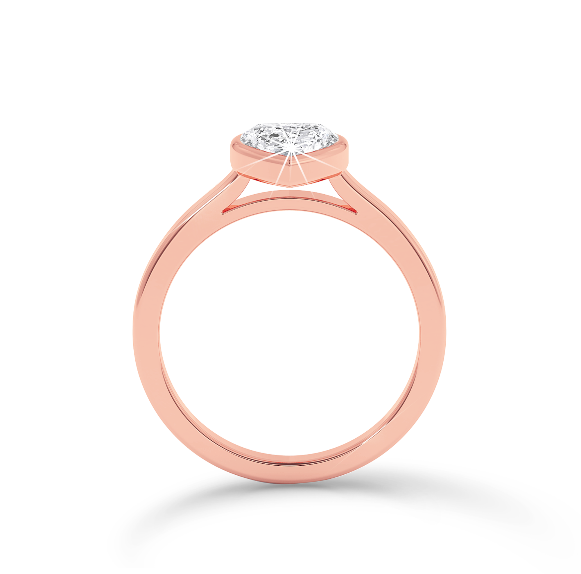 Bezel Set heart Cut Diamond Ring - Rose Gold - Bodega