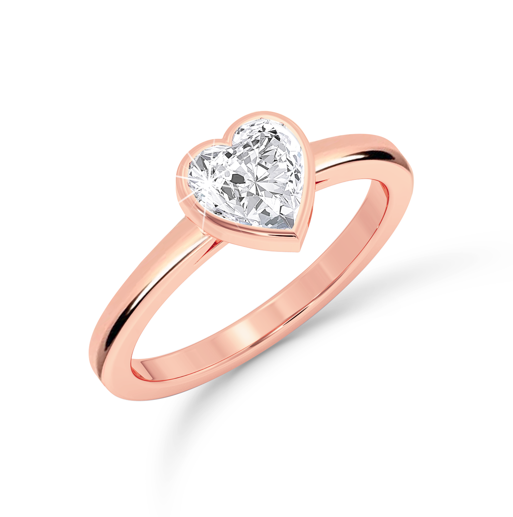 Bezel Set heart Cut Diamond Ring - Rose Gold - Bodega