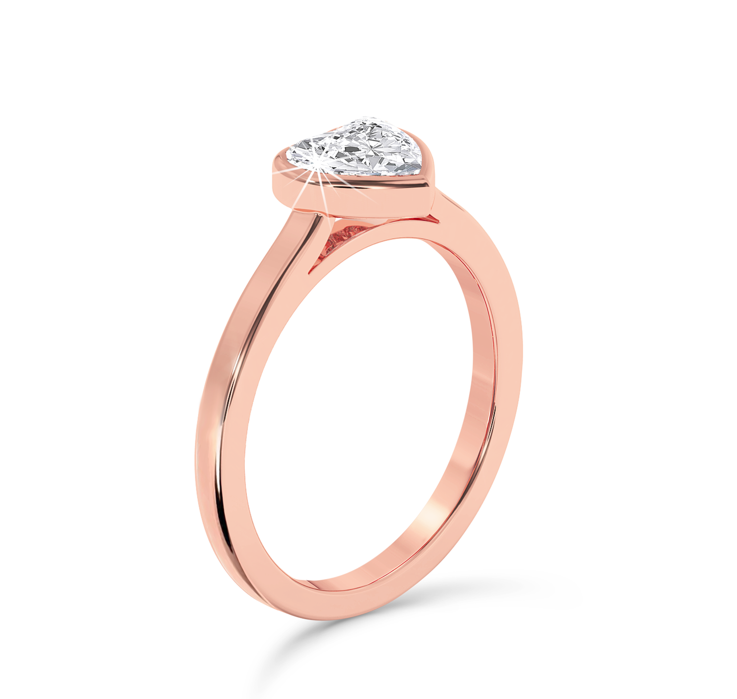 Bezel Set heart Cut Diamond Ring - Rose Gold - Bodega