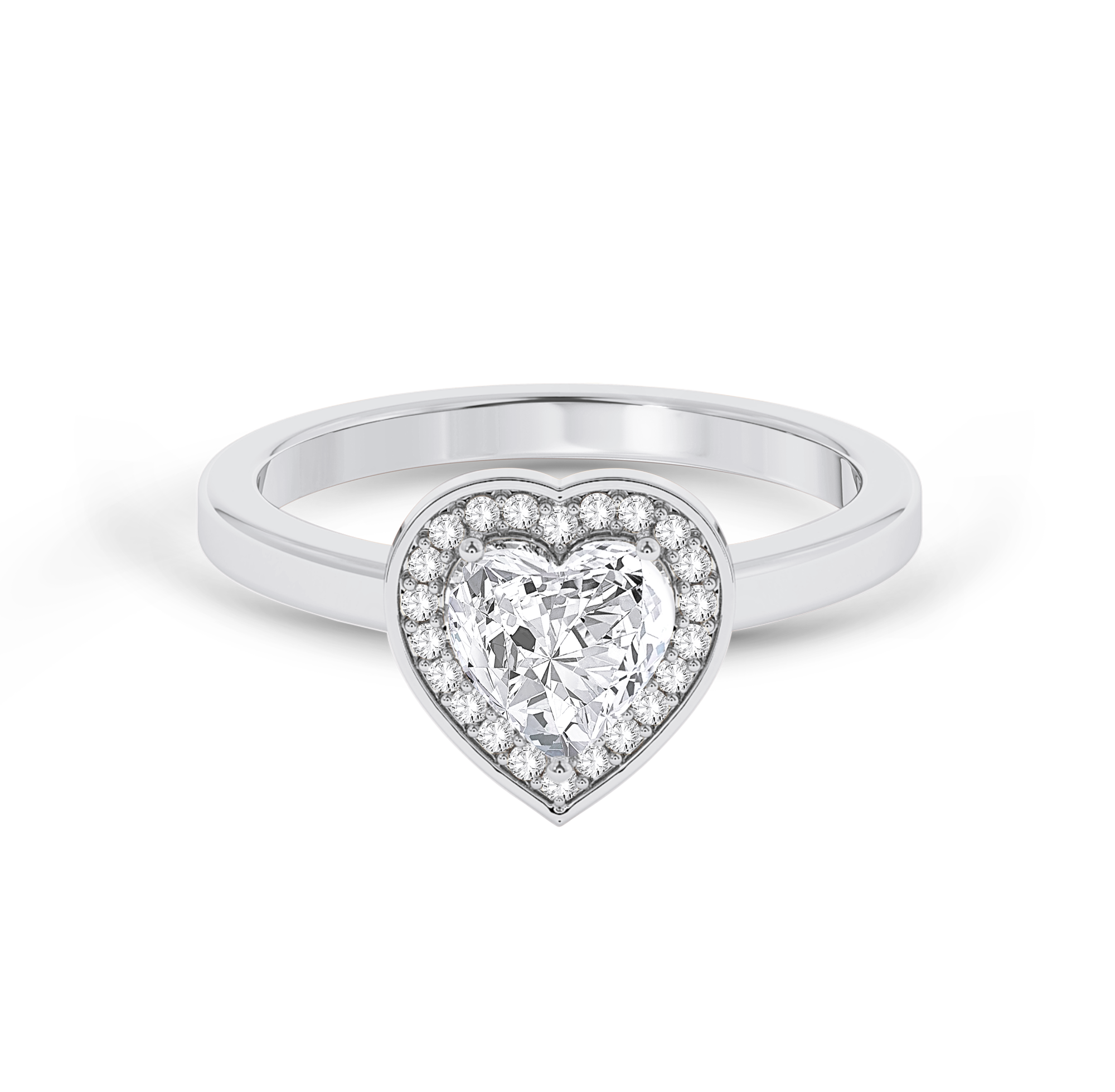 Heart Cut Diamond Ring with Halo - Platinum - Bodega