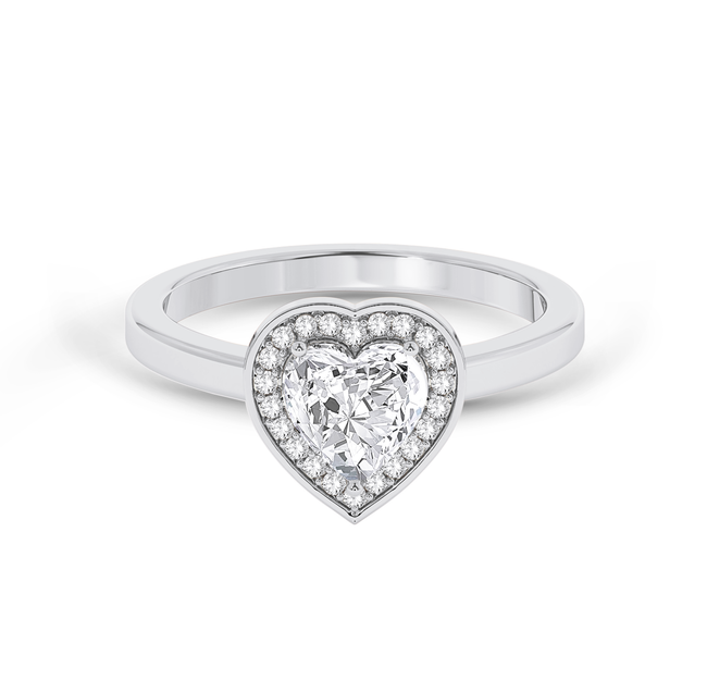 Heart Cut Diamond Ring with Halo - Platinum - Bodega