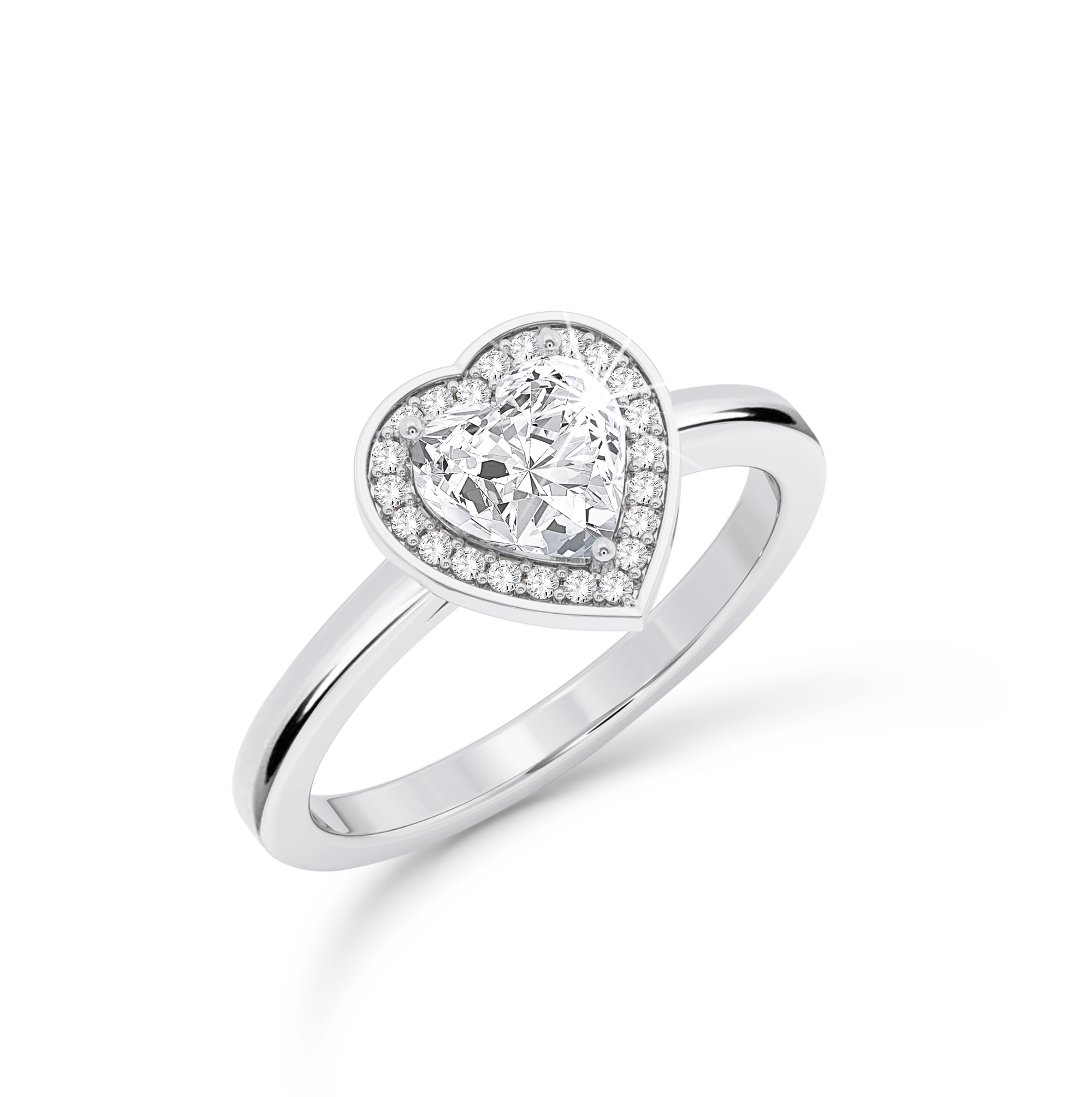 Heart Cut Diamond Ring with Halo - Platinum - Bodega
