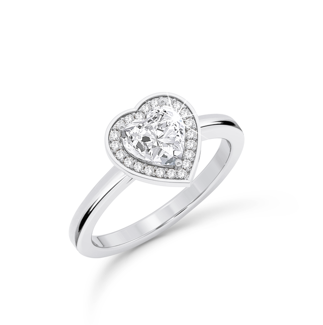 Heart Cut Diamond Ring with Halo - Platinum - Bodega