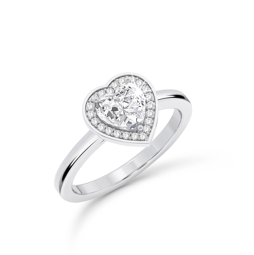 Heart Cut Diamond Ring with Halo - Platinum - Bodega