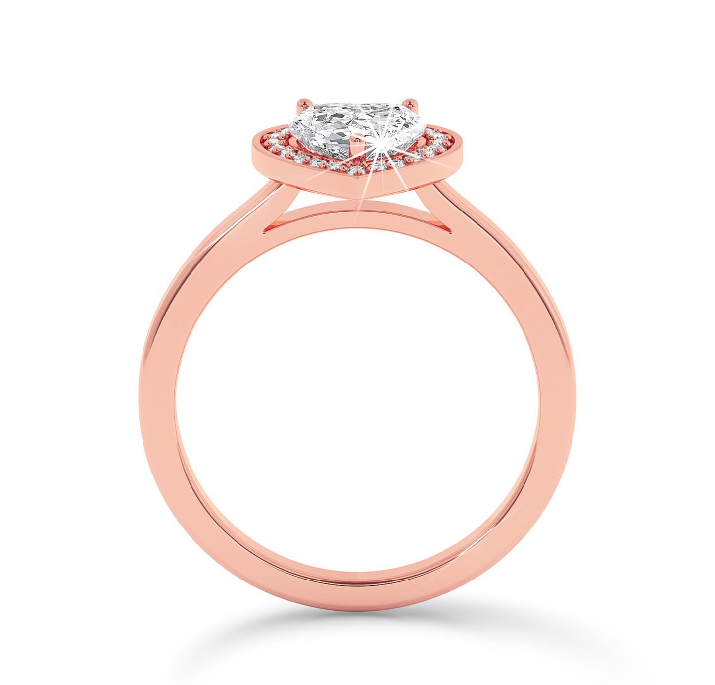 Heart Cut Diamond Ring with Halo - Rose Gold - Bodega