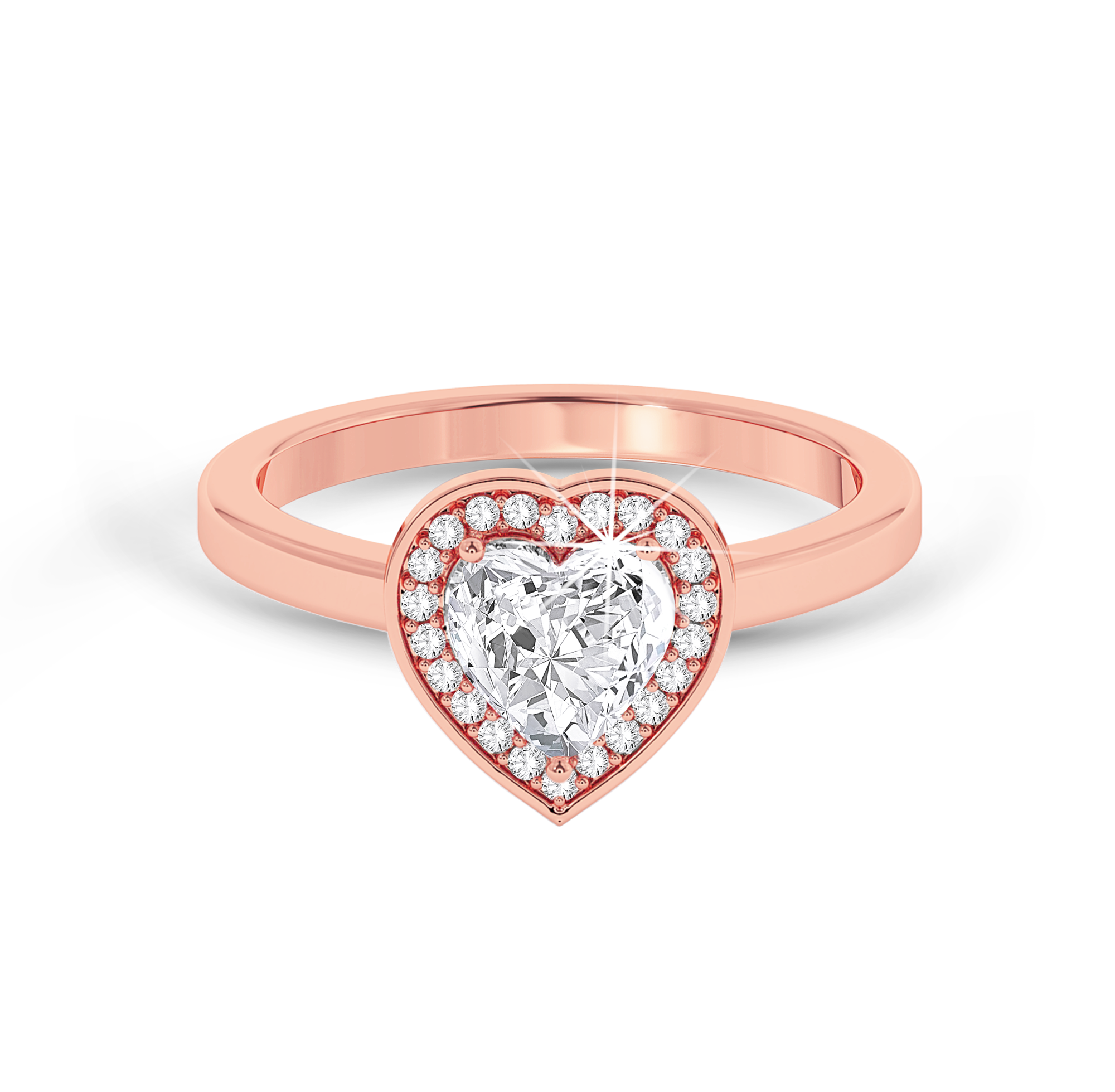 Heart Cut Diamond Ring with Halo - Rose Gold - Bodega