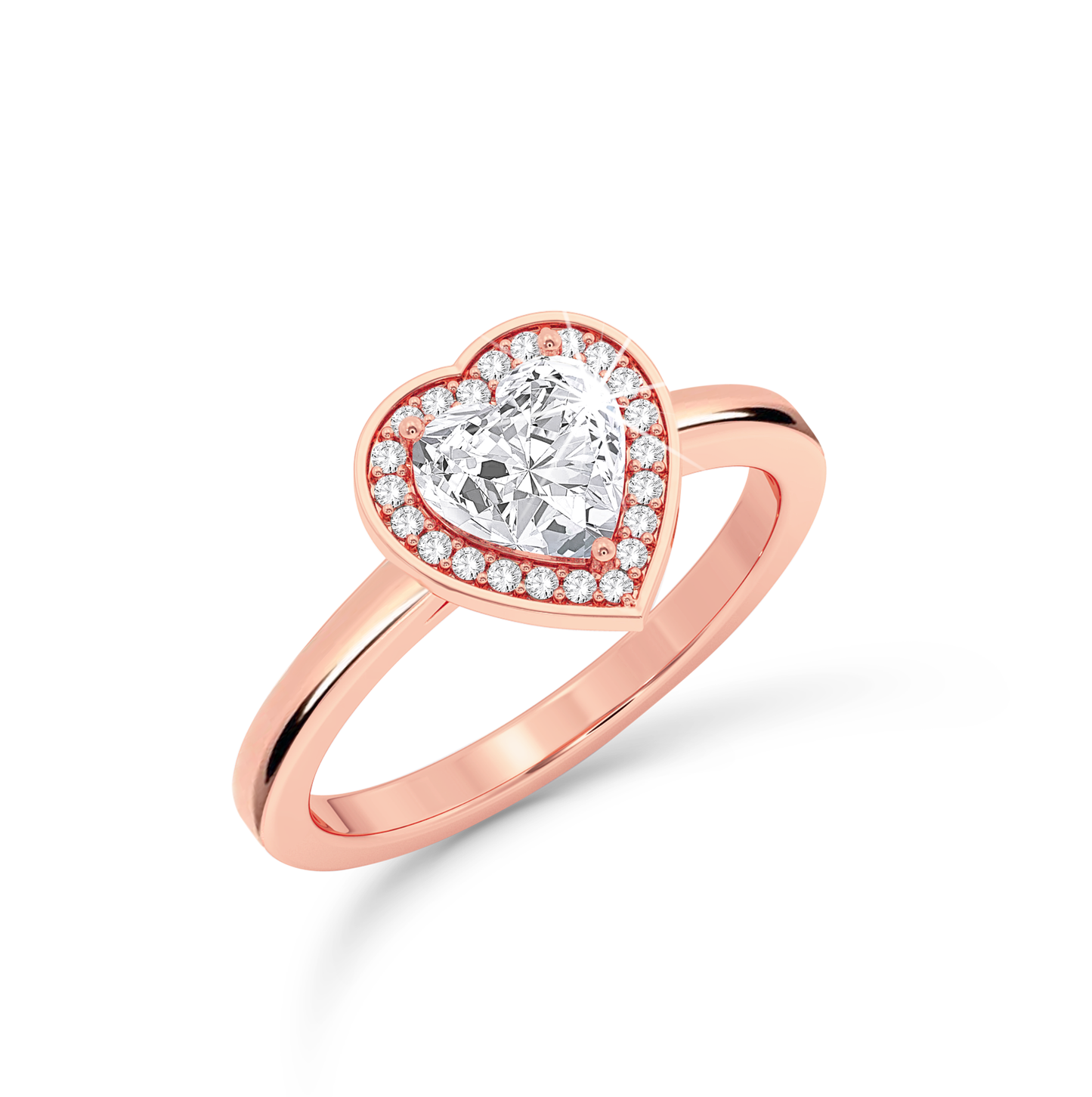 Heart Cut Diamond Ring with Halo - Rose Gold - Bodega
