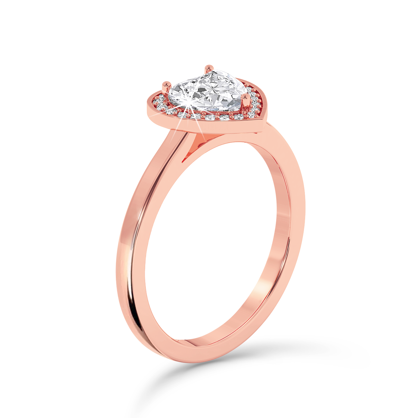 Heart Cut Diamond Ring with Halo - Rose Gold - Bodega