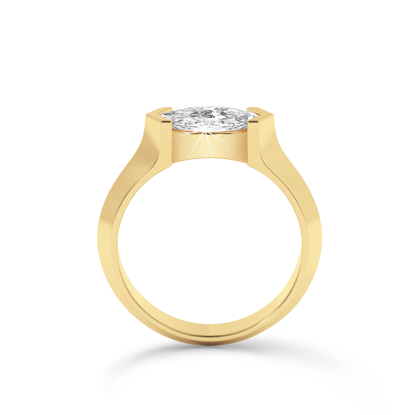 Marquise Diamond Ring with knife edge band- Yellow Gold - Bodega