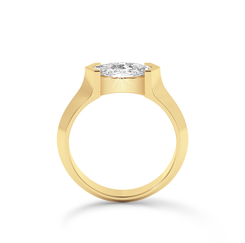 Marquise Diamond Ring with knife edge band- Yellow Gold - Bodega