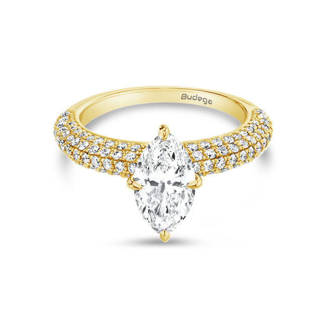 Marquise Solitaire with Pave Band - Yellow Gold - Bodega