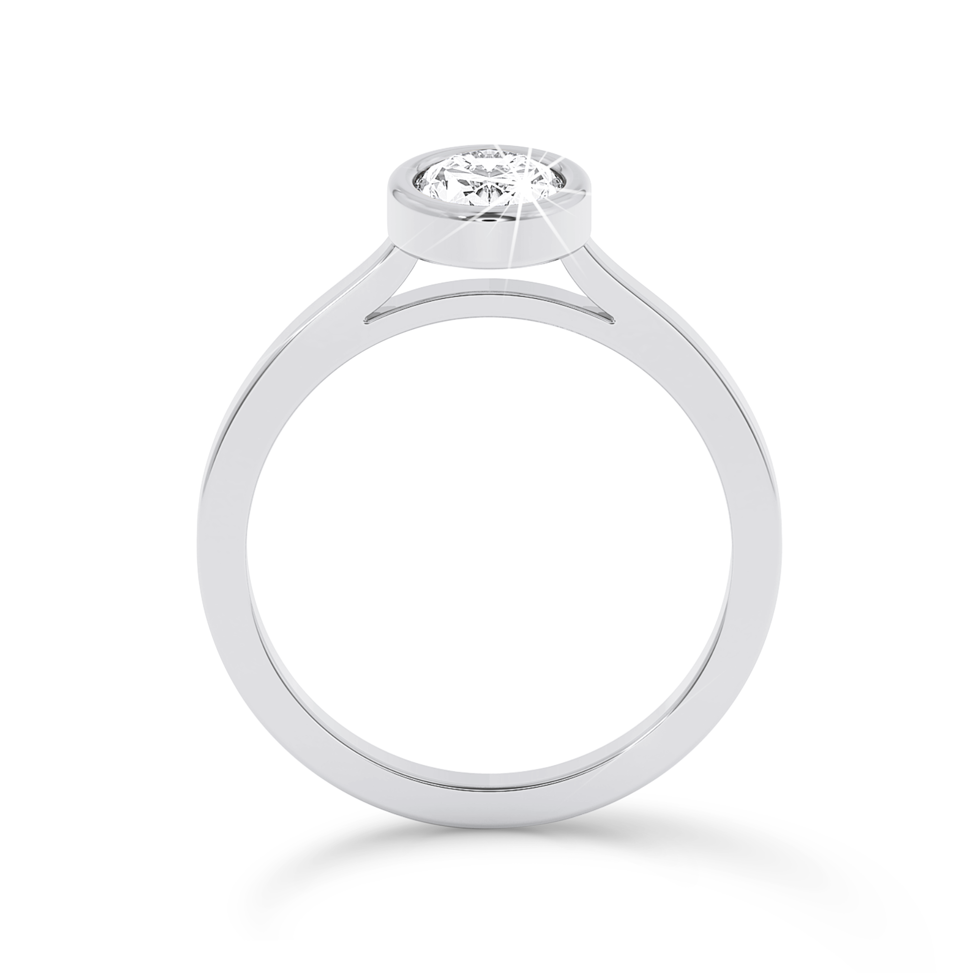 Bezel Set Oval Diamond Ring - Platinum - Bodega