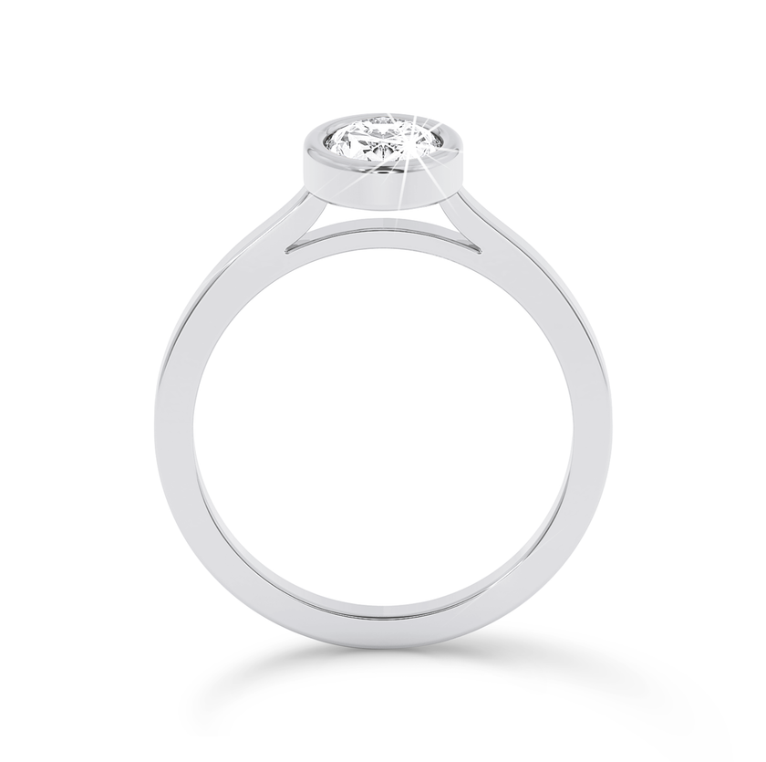 Bezel Set Oval Diamond Ring - Platinum - Bodega
