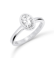 Bezel Set Oval Diamond Ring - Platinum - Bodega