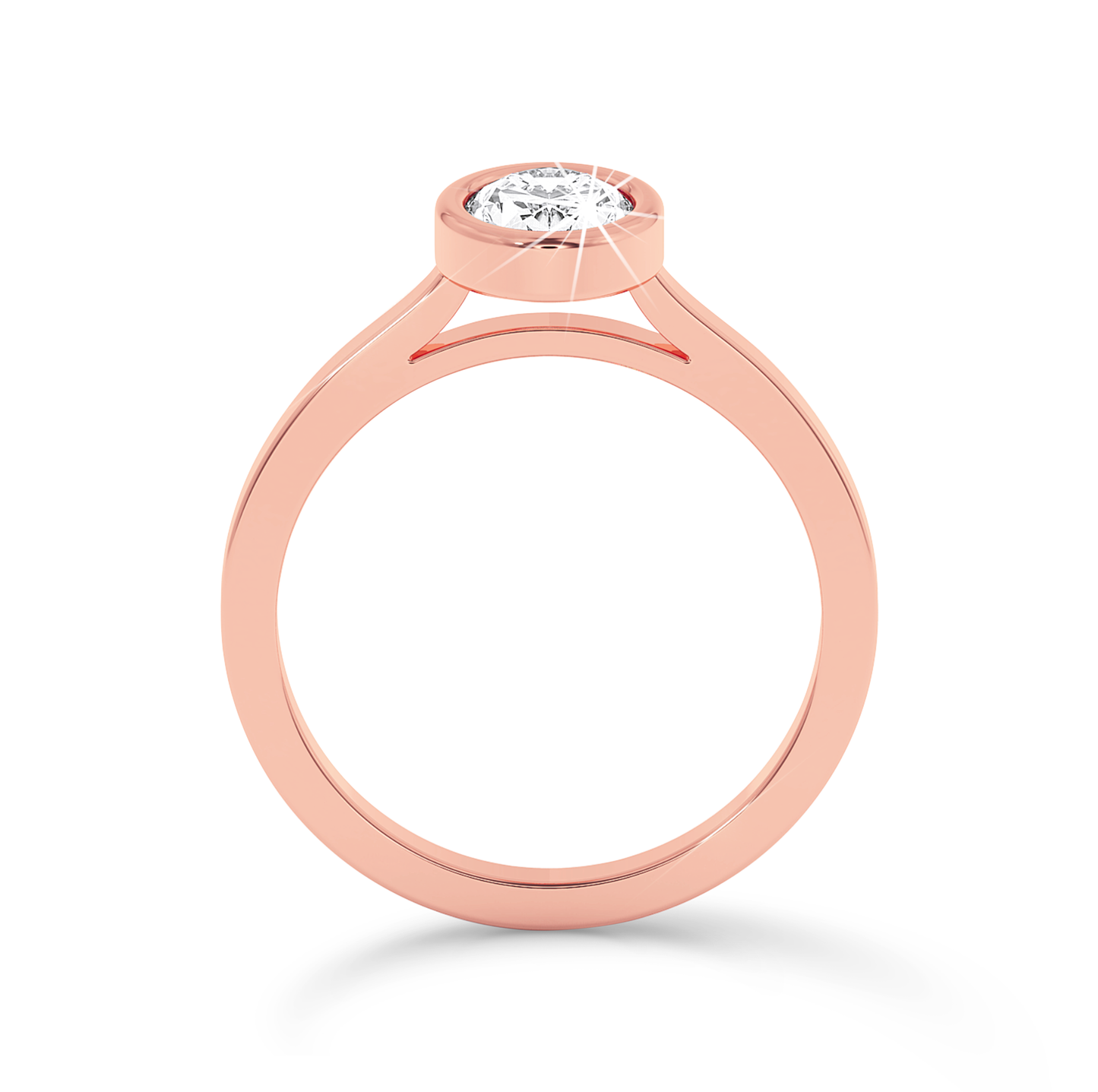 Bezel Set Oval Diamond Ring - Rose Gold - Bodega