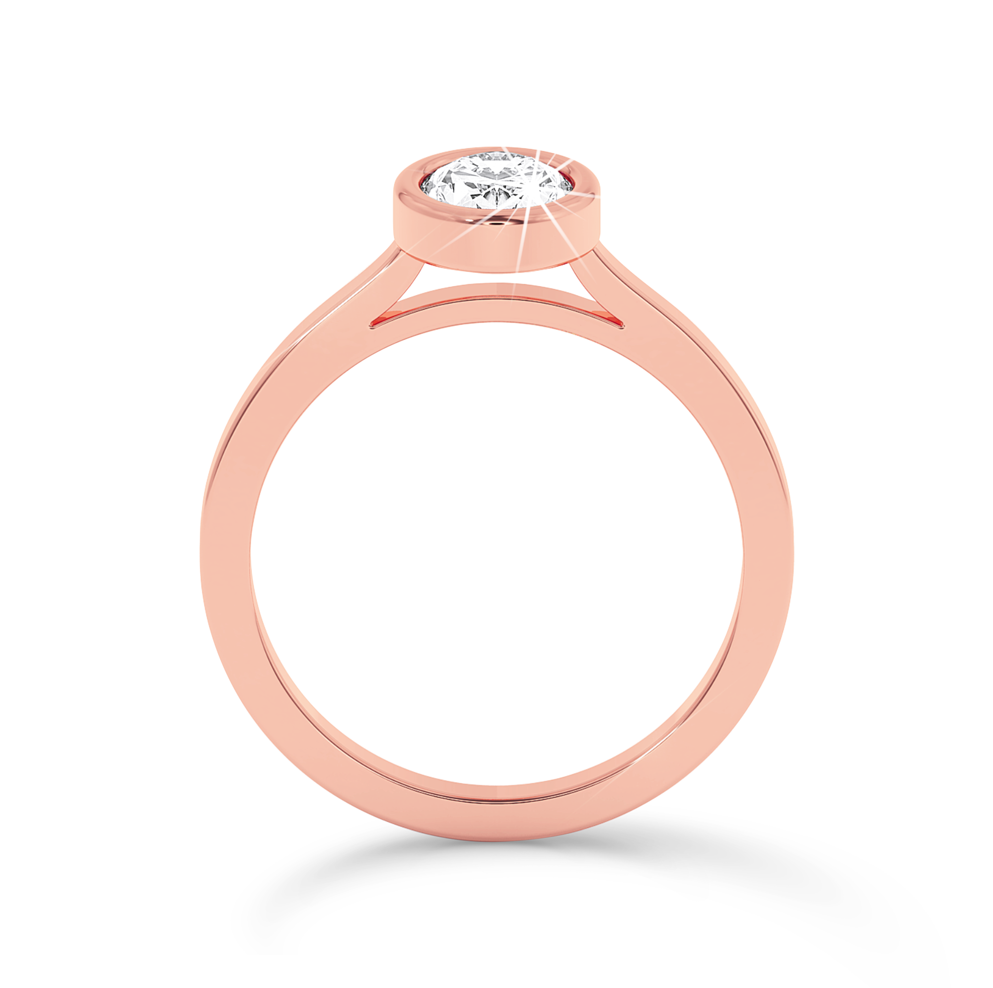 Bezel Set Oval Diamond Ring - Rose Gold - Bodega