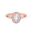 Oval Diamond Ring with halo - Rose Gold - Bodega