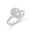 Pear halo ring with pave  - Platinum - Bodega