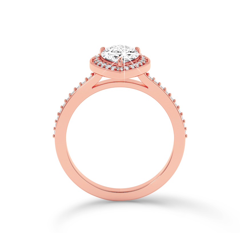 Pear halo ring with pave  - Rose Gold - Bodega