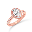 Pear halo ring with pave  - Rose Gold - Bodega