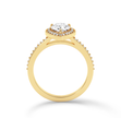 Pear halo ring with pave  - Yellow Gold - Bodega