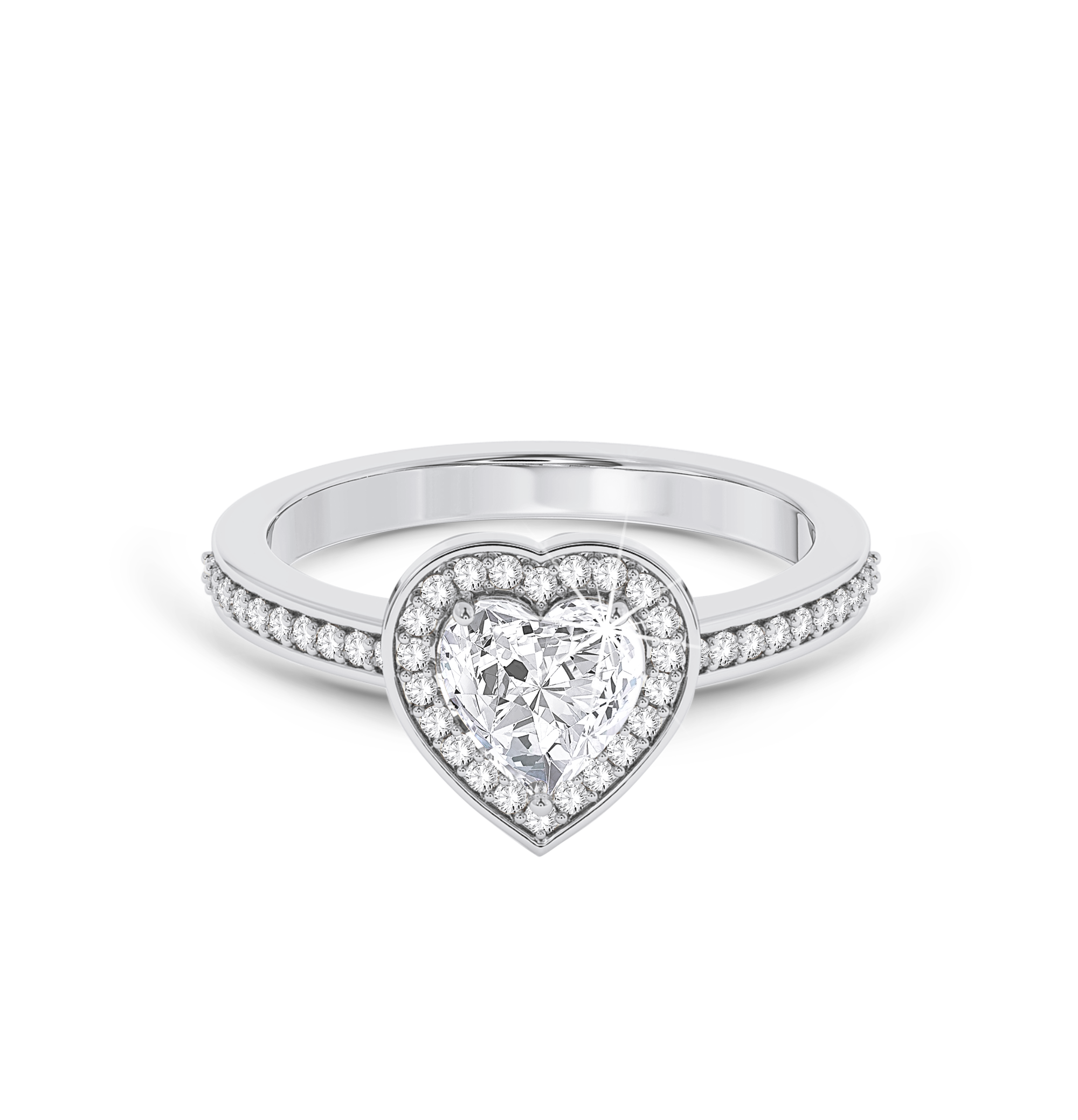 Heart Cut Diamond Ring with Halo & Pave - Platinum - Bodega