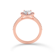 Heart Cut Diamond Ring with Halo & Pave - Rose Gold - Bodega
