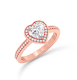Heart Cut Diamond Ring with Halo & Pave - Rose Gold - Bodega