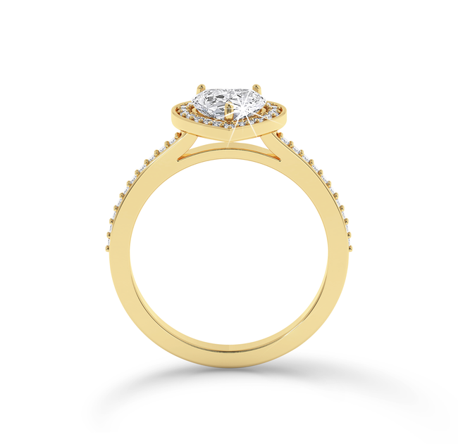 Heart Cut Diamond Ring with Halo & Pave - Yellow Gold - Bodega
