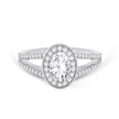 Split shank Oval ring with Halo - Platinum - Bodega