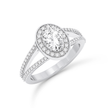 Split shank Oval ring with Halo - Platinum - Bodega