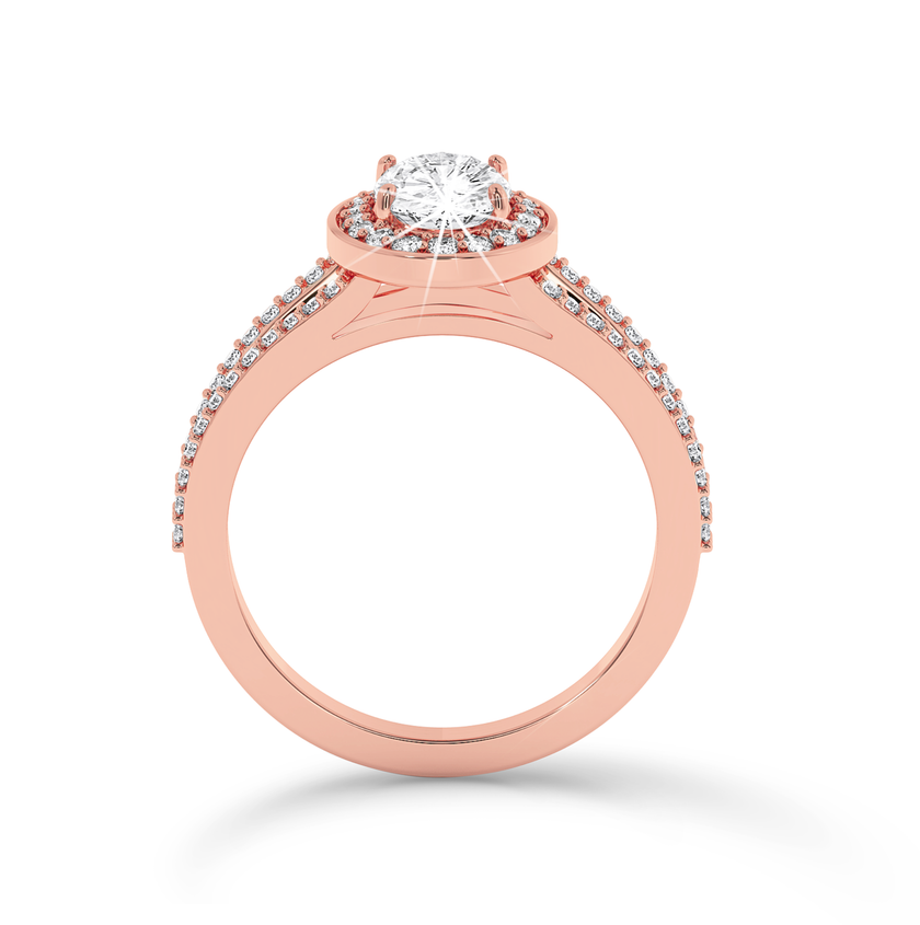 Split shank Oval ring with Halo - Rose Gold - Bodega