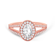 Split shank Oval ring with Halo - Rose Gold - Bodega